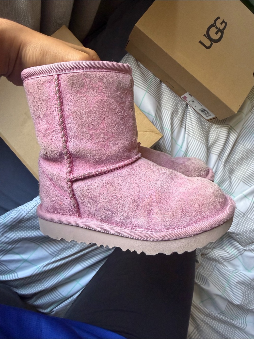 UGG Pink Short Suede Boots
